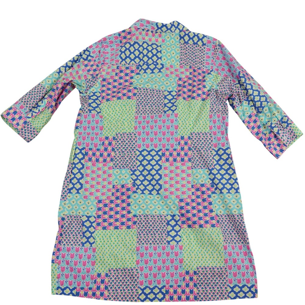 Talbots Islands Shirt Dress Womens 16W Multicolor Patchwork Floral Tulip Belted - Picture 5 of 16